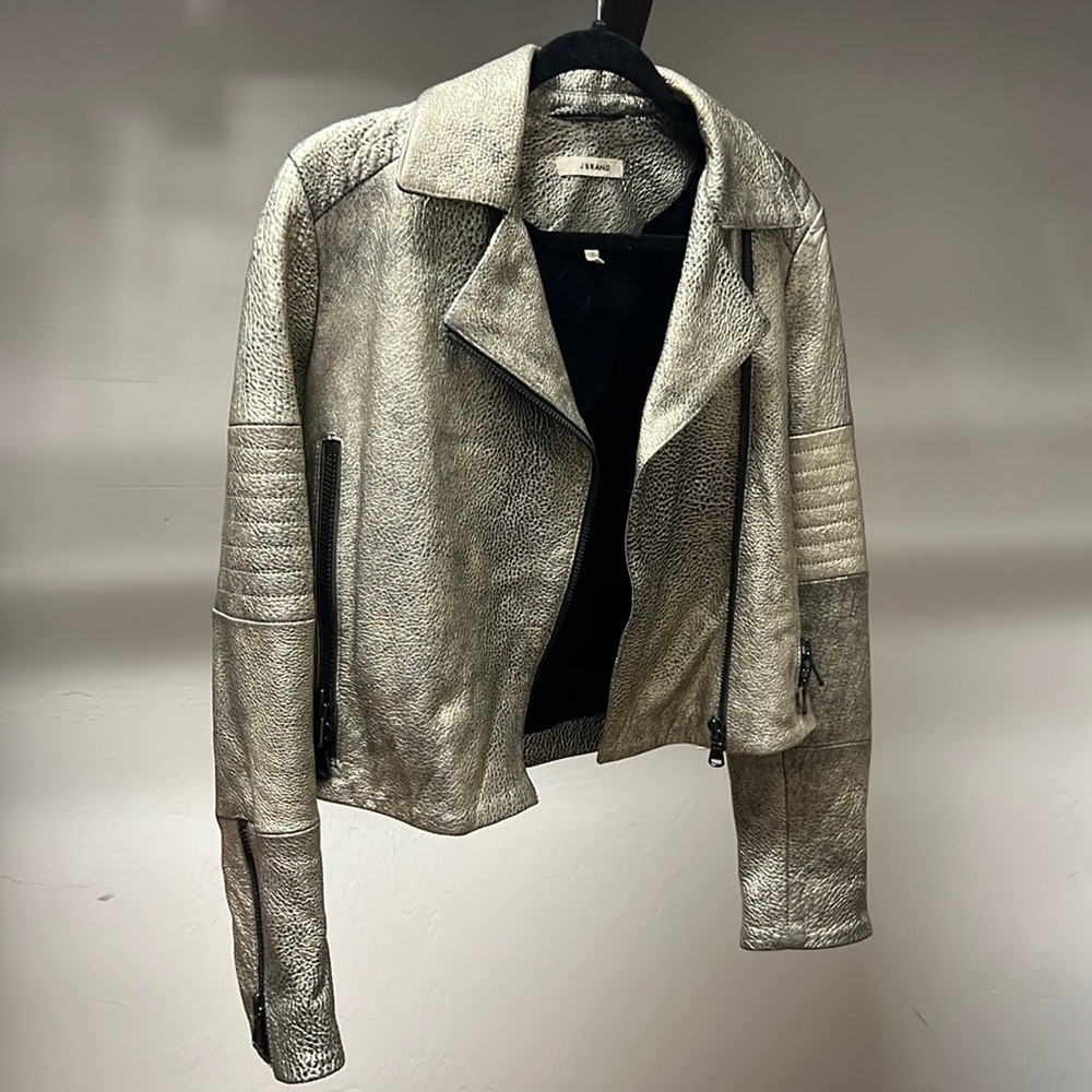 J Brand metallic leather Moto Jacket